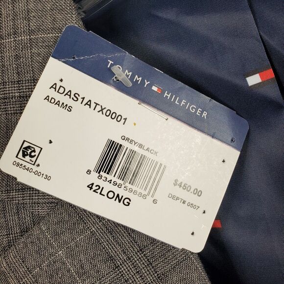 Tommy Hilfiger Adams Wool Blend Blazer Sports Jacket 2 Button Grey Black 42 Long - Picture 3 of 13